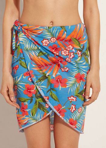 Cubrirlos Calzedonia Corta Wraparound Sarong Mujer Verde | CL2147KI