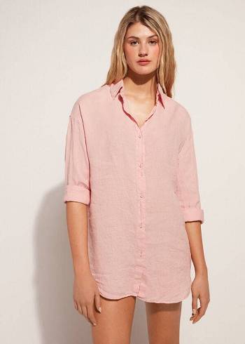 Cubrirlos Calzedonia Linen Shirt Mujer Doradas | CL2098XF
