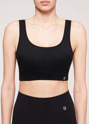 Cubrirlos Calzedonia Seamless Acanalado Mujer Negras | CL2110UT