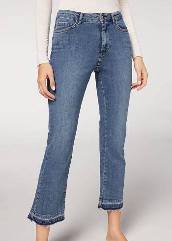 Jeans Calzedonia Cropped Flare Mujer Azules | CL2563VD
