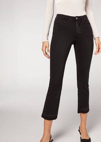 Jeans Calzedonia Cropped Flare Mujer Gris | CL2562BC