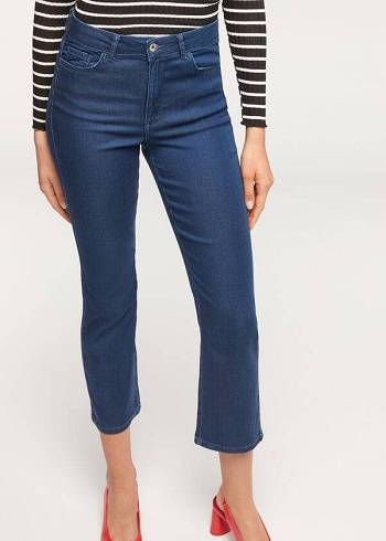 Jeans Calzedonia Eco Light Flared Cropped Denim Mujer Azul Marino | CL2573DN