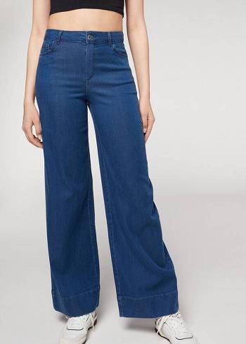 Jeans Calzedonia Eco Palazzo Mujer Azul Marino | CL2587NB