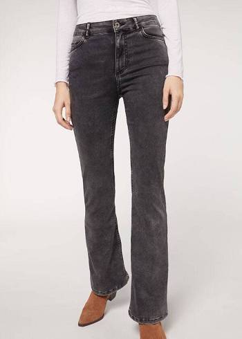 Jeans Calzedonia Flared Mujer Gris | CL2595JJ