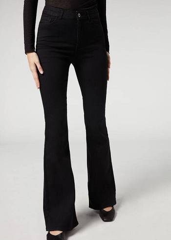 Jeans Calzedonia Flared Mujer Negras | CL2594KI