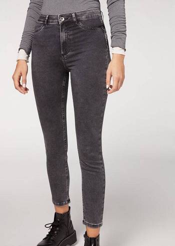 Jeans Calzedonia Push-up and soft touch Mujer Gris | CL2607TV