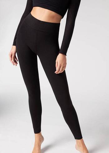 Leggins Calzedonia Algodon Mujer Negras | CL2639MA