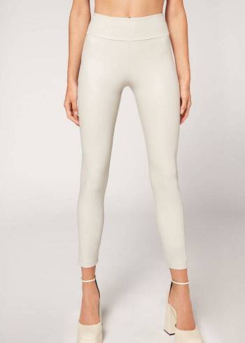 Leggins Calzedonia Cuero Effect Mujer Blancas | CL2665KI