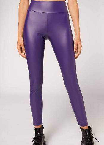Leggins Calzedonia Cuero Effect Mujer Moradas | CL2666JJ