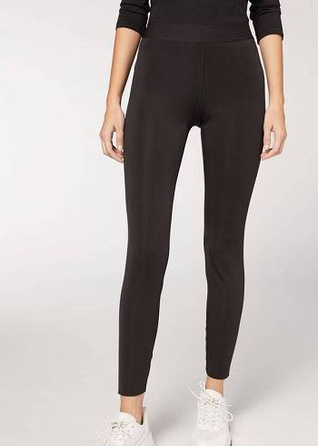 Leggins Calzedonia Double Faced Plush Mujer Negras | CL2642GL