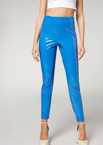 Leggins Calzedonia Flaco in Thermal Vinyl Mujer Azules | CL2685BC
