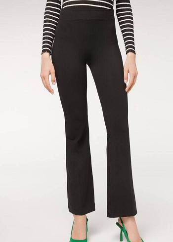 Leggins Calzedonia Flared in Supima Ultra Light Algodon Mujer Negras | CL2654EX