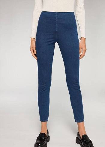 Leggins Calzedonia High Cintura Flaco Denim Mujer Azules | CL2658NB