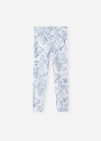 Leggins Calzedonia Paisley-Print Denim Niños Blancas Azules | CL3136MA