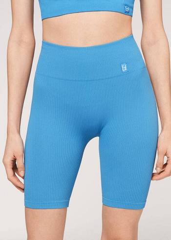 Leggins Calzedonia Seamless Atléticos Bike Mujer Azules | CL2677YU