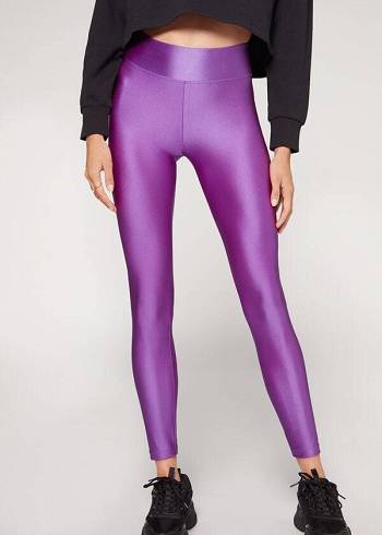 Leggins Calzedonia Super Shiny Mujer Moradas | CL2691KI