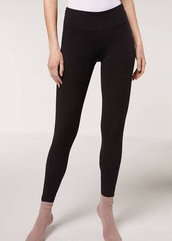 Leggins Calzedonia Supima Algodon Mujer Negras | CL2693HK