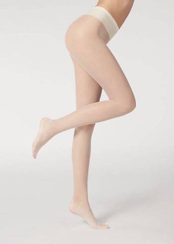 Mallas Calzedonia 20 Denier Ultra Comodidad Sheer Sexy Mujer Blancas | CL1173YU