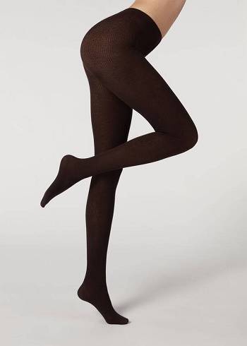 Mallas Calzedonia Acanalado Cashmere Blend Patterned Mujer Cafe | CL1122UT