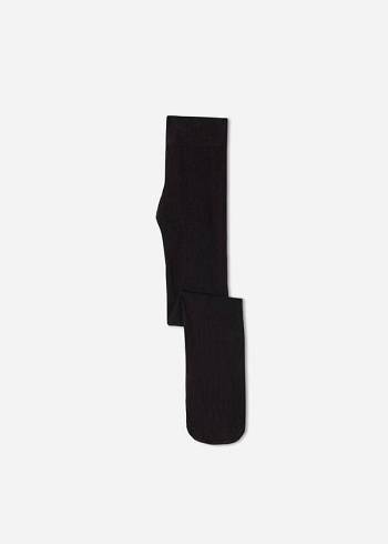 Mallas Calzedonia Eco Algodon Niños Negras | CL2966QZ