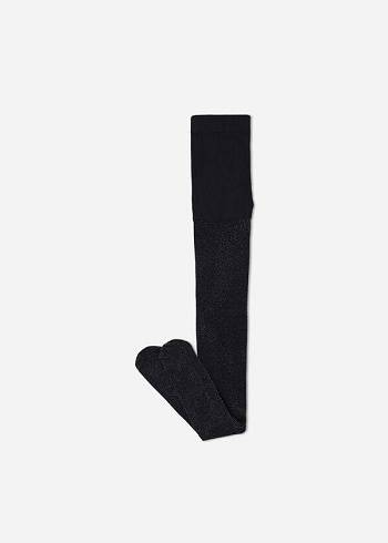 Mallas Calzedonia Glitter Microfiber Niños Negras | CL2977HK