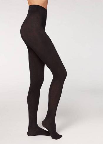 Mallas Calzedonia Opaque 150 Denier in Eco Algodon Mujer Negras | CL1056LH