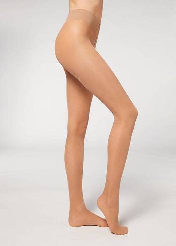 Mallas Calzedonia Sheer 30 Denier Multicolored Rhinestone Stripe Patterned Mujer Beige | CL1130GL