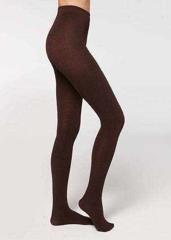 Mallas Calzedonia Soft Modal and Cashmere Blend Opaque Mujer Cafe | CL1058XF