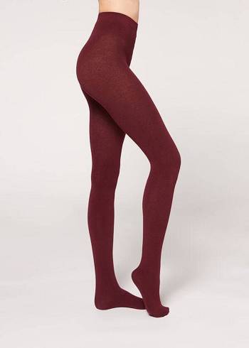 Mallas Calzedonia Soft Modal and Cashmere Blend Opaque Mujer Burdeos | CL1059CE