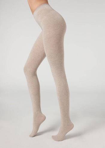 Mallas Calzedonia Soft Modal and Cashmere Blend Opaque Mujer Beige | CL1061BC