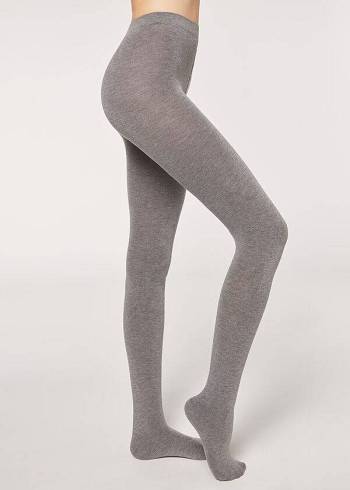 Mallas Calzedonia Soft Modal and Cashmere Blend Opaque Mujer Gris | CL1062NB