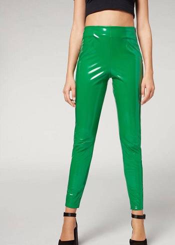 Pantalones Calzedonia Flaco in Thermal Vinyl Mujer Verde | CL2737JJ