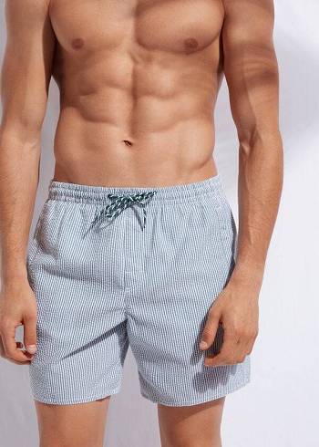Traje De Baño Calzedonia Formentera Hombre Verde Blancas | CL2935YU