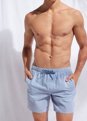 Traje De Baño Calzedonia Formentera Hombre Azules Blancas | CL2936TV