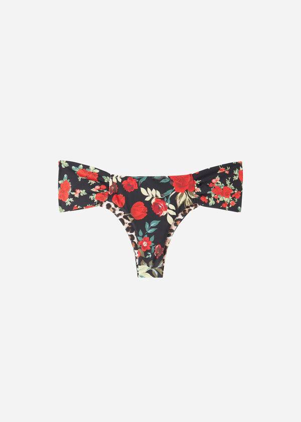 Abajo De Bikini Calzedonia Brazilian Reversible Ruched Nizza Mujer Rosas Rojas | CL1319CE