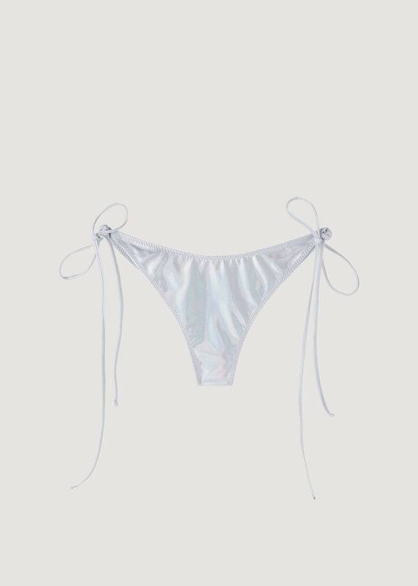 Abajo De Bikini Calzedonia Brazilian Side Tie Daytona Mujer Plateadas | CL1322NB