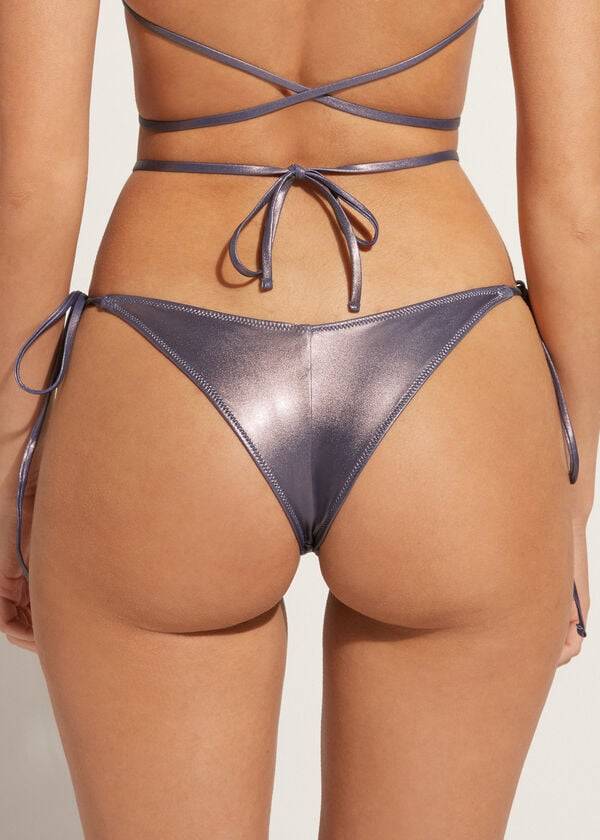 Abajo De Bikini Calzedonia Brazilian Side Tie Daytona Mujer Azules | CL1323MA