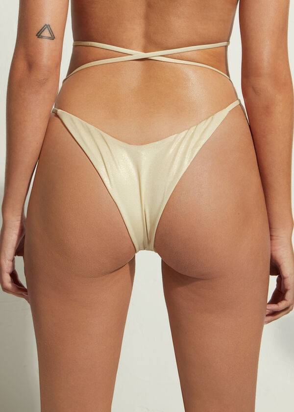 Abajo De Bikini Calzedonia Brazilian String Abu Dhabi Mujer Doradas | CL1326EX
