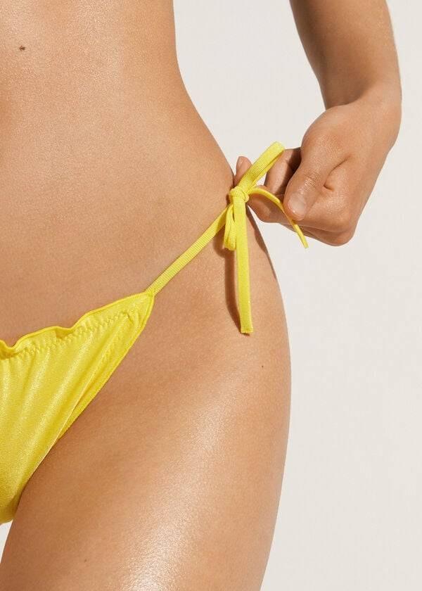 Abajo De Bikini Calzedonia Brazilian String Formentera Mujer Amarillo | CL1334AP