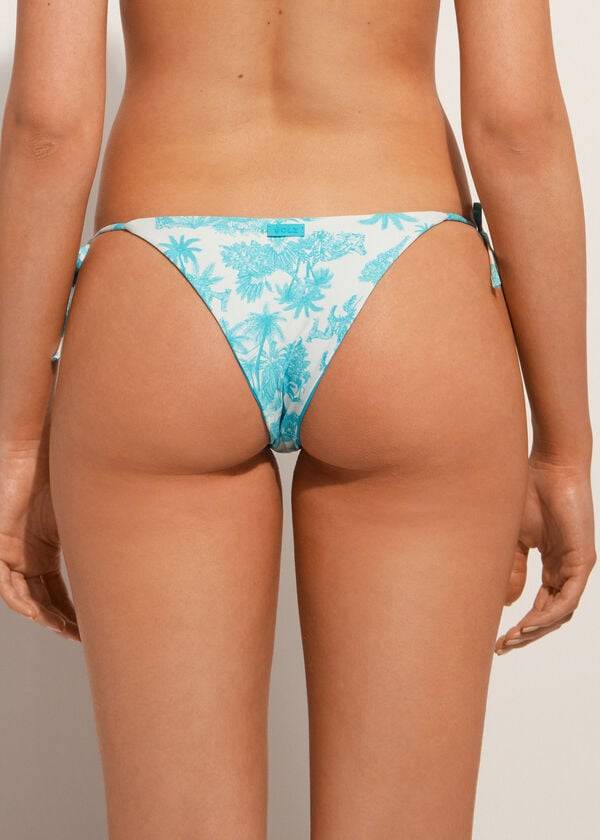 Abajo De Bikini Calzedonia Brazilian String Sorrento Mujer Azules | CL1339HK