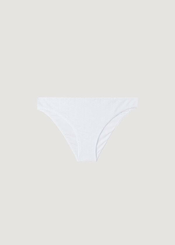 Abajo De Bikini Calzedonia Chevron Casablanca Mujer Blancas | CL1350QZ