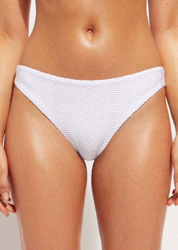 Abajo De Bikini Calzedonia Chevron Casablanca Mujer Blancas | CL1350QZ