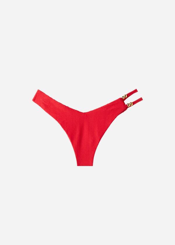 Abajo De Bikini Calzedonia Chevron High-Cut Brazilian Casablanca Mujer Rojas | CL1353RW