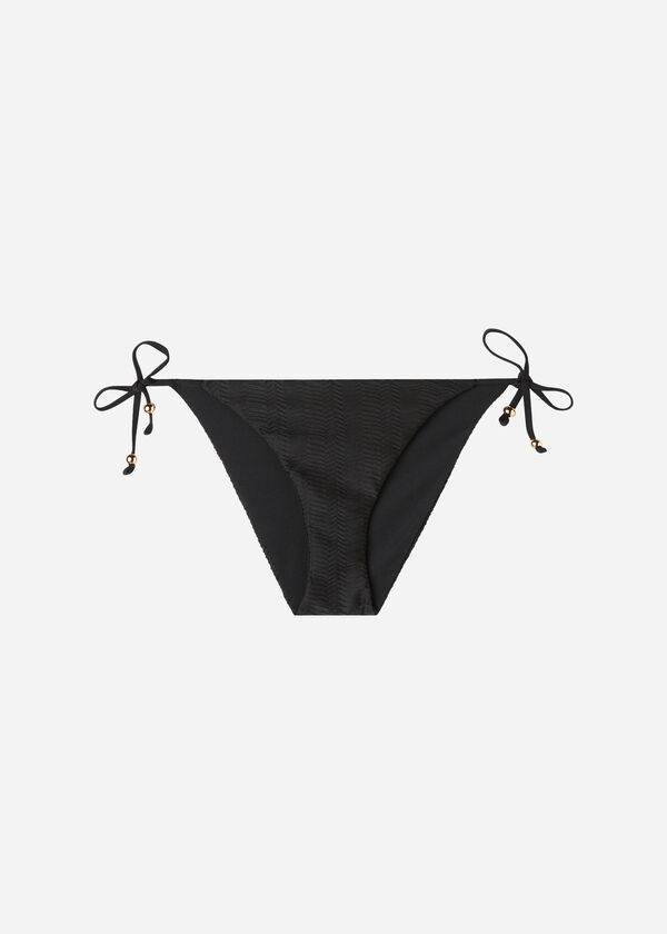 Abajo De Bikini Calzedonia Chevron String Casablanca Mujer Negras | CL1356UT