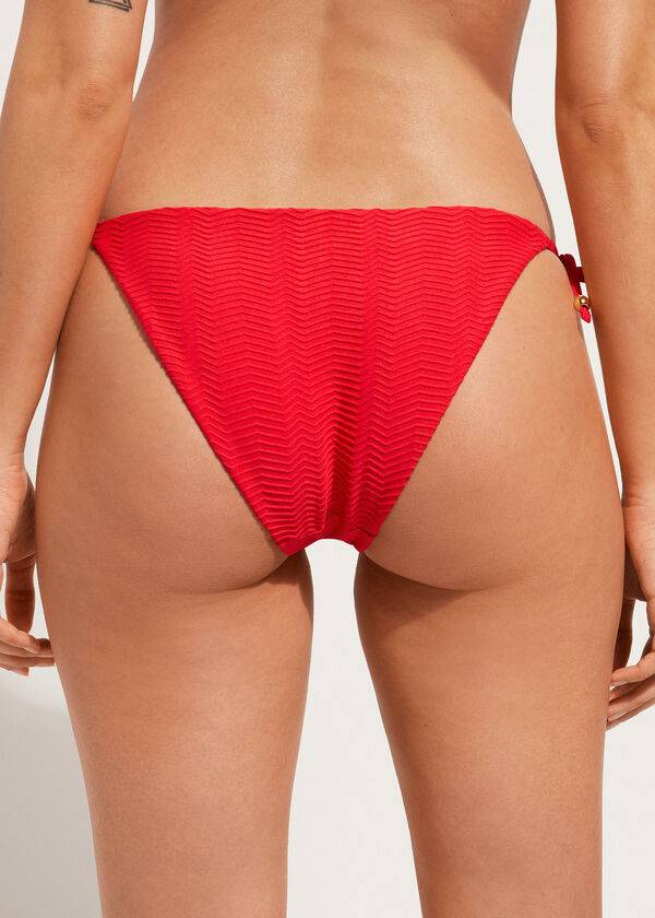 Abajo De Bikini Calzedonia Chevron String Casablanca Mujer Rojas | CL1357IS