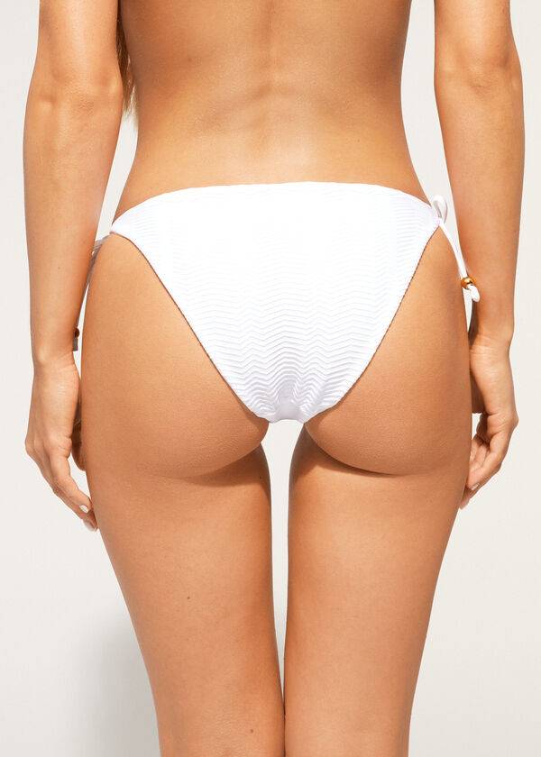 Abajo De Bikini Calzedonia Chevron String Casablanca Mujer Blancas | CL1359PQ
