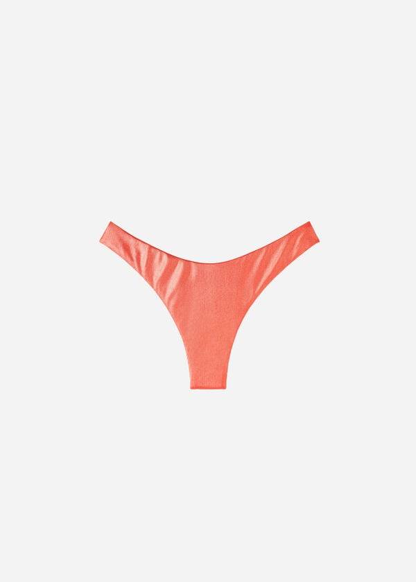 Abajo De Bikini Calzedonia Coated-Effect High-Cut Brazilian Antigua Mujer Coral Naranjas | CL1364GL
