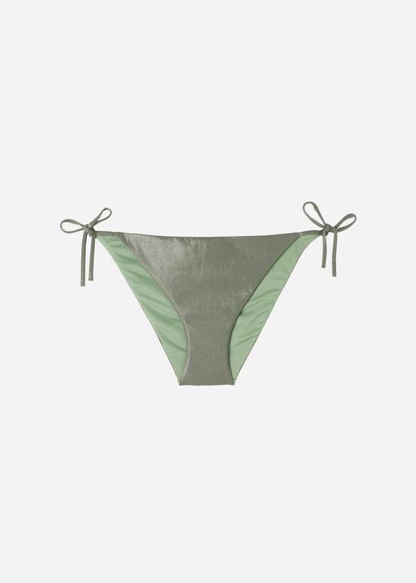 Abajo De Bikini Calzedonia Coated-Effect String Antigua Mujer Verde | CL1365HK