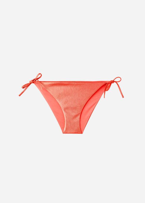 Abajo De Bikini Calzedonia Coated-Effect String Antigua Mujer Coral Naranjas | CL1366JJ