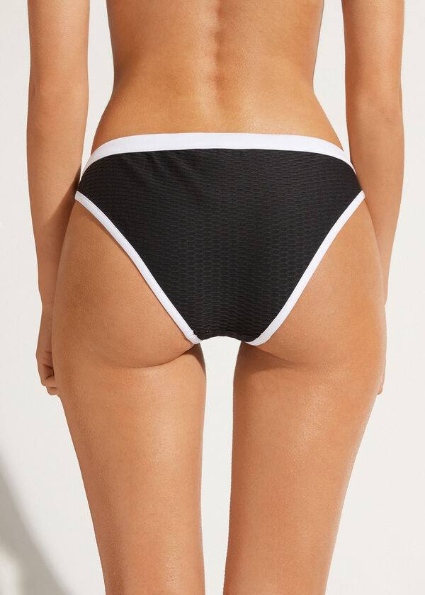 Abajo De Bikini Calzedonia Coimbra Mujer Negras Blancas | CL1369ZG